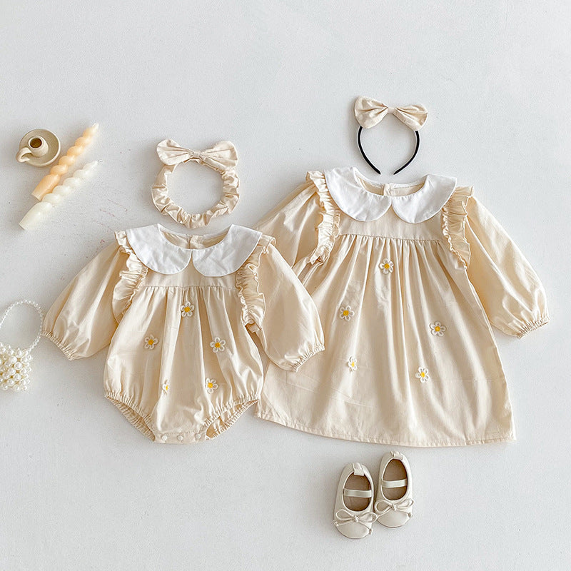 Body/ Beige Children's Dress with Little Flowers