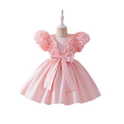 Pink Puffy Children's Dress with Bow