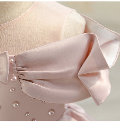 Delicate Pearl Bow Party Dress
