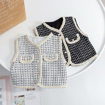 Chaleco infantil de tweed para mujer 