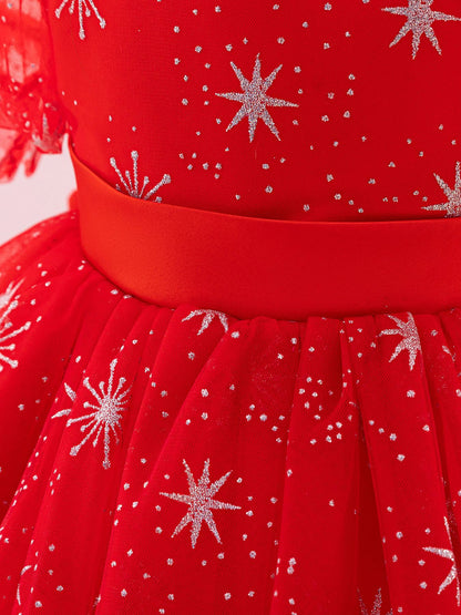 Vestido infantil navideño brillante 
