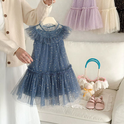 Girls' Tulle Dress with Small Stars
