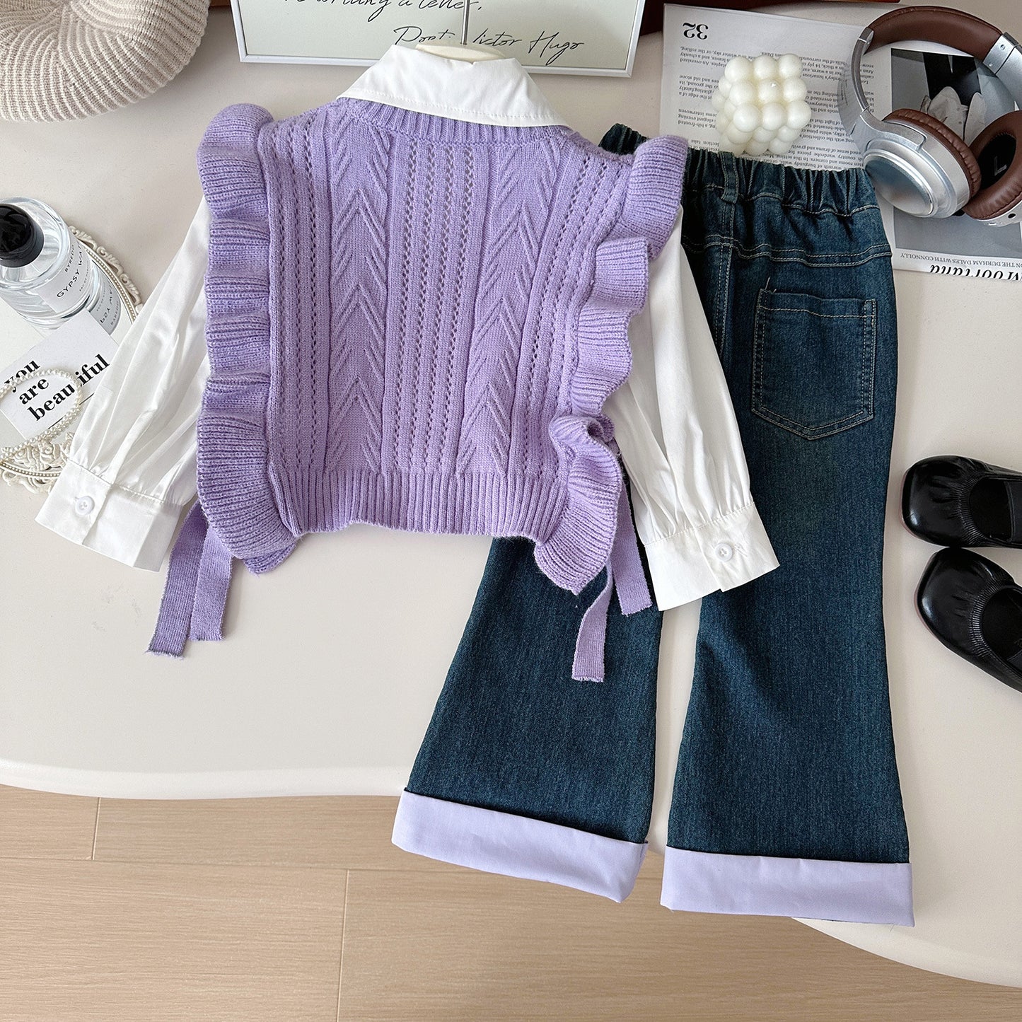 Conjunto de 3 piezas de chaleco para mujer y niño 