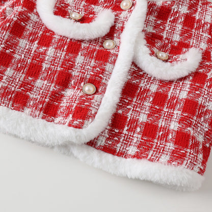 Girls' Set with Buttons and Faux Fur