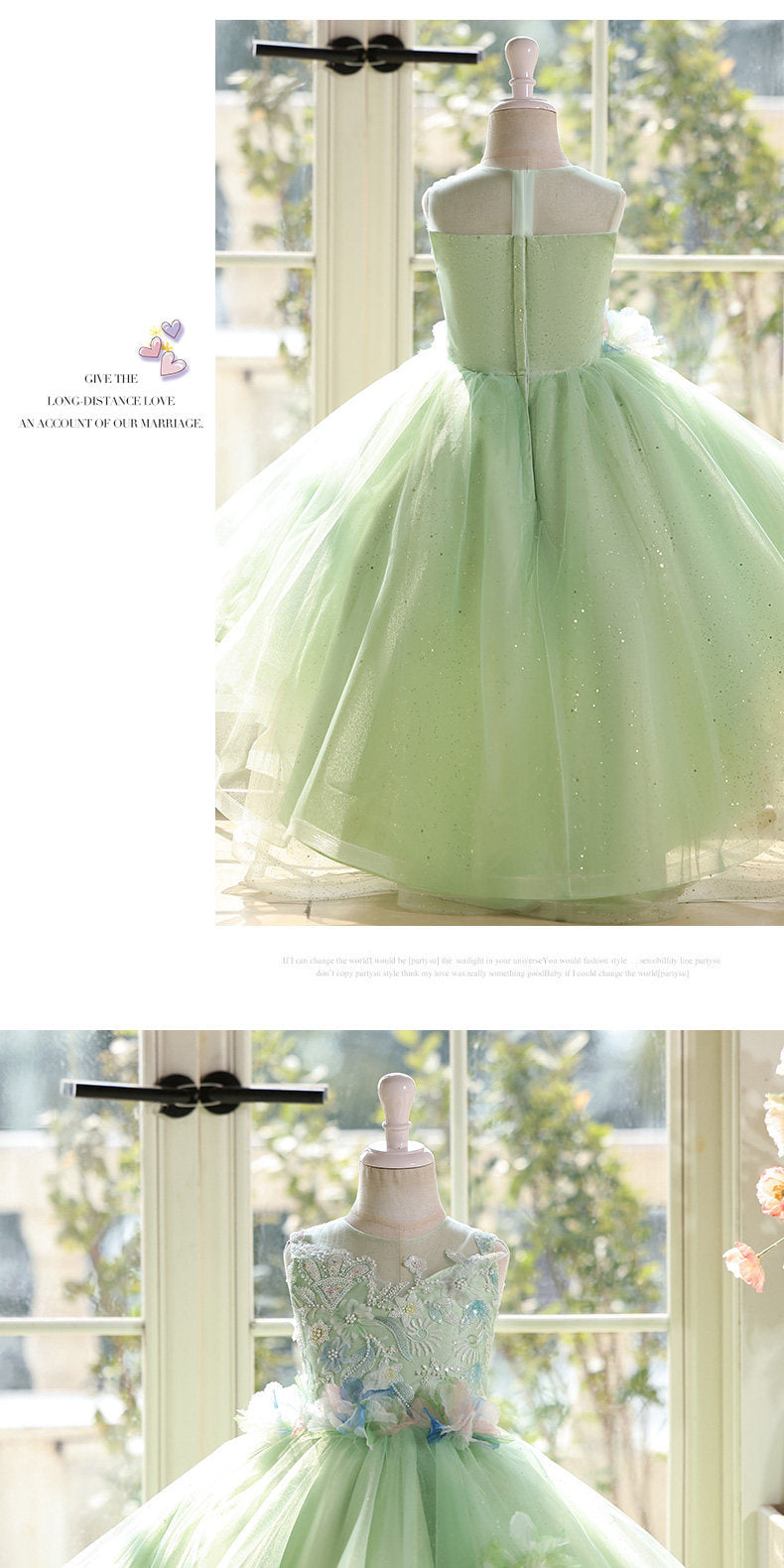 Green Tulle Tail Tuxedo Up Dance Party Evening Dress