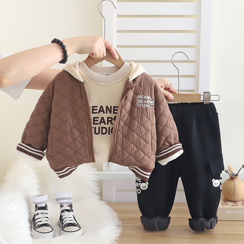 Children's Winter Set, 3 Pieces, Teddy Bear Design
