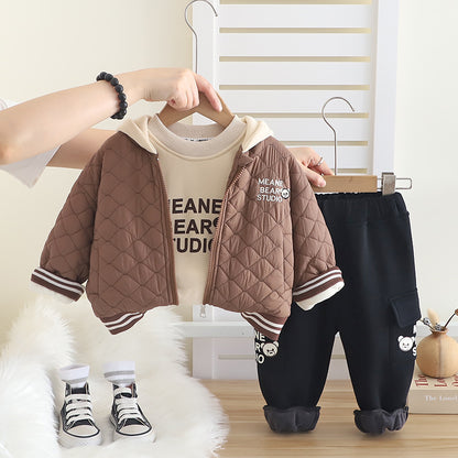 Children's Winter Set, 3 Pieces, Teddy Bear Design