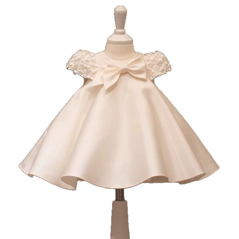 Children's Dress with Bow and Flower Sleeves