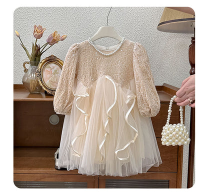 Girls' Sparkling Tulip Dress with Bow