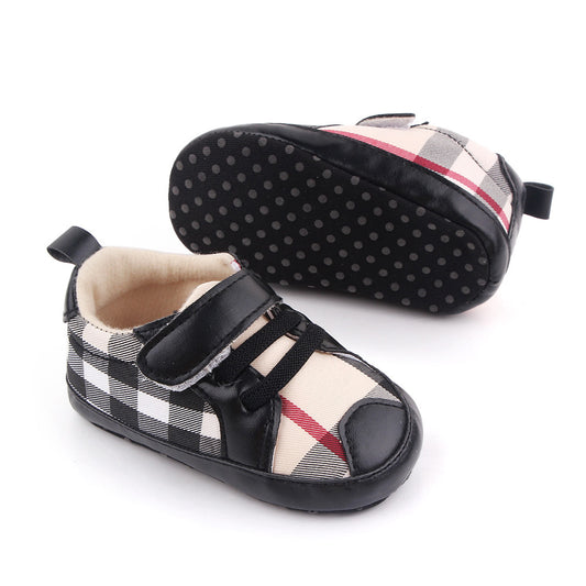 Zapatillas de velcro a cuadros para niños 