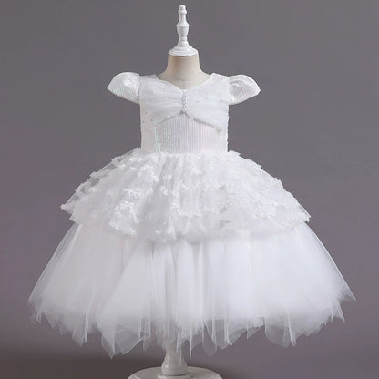 Children's Party Dress with Pearls and Tulle