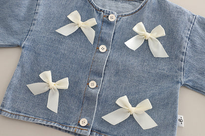 Children's 3-Piece Denim Set with Bows