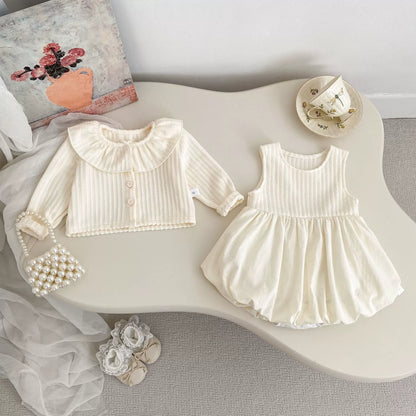 Girls' Outfit Set: Cardigan + Balloon Dress