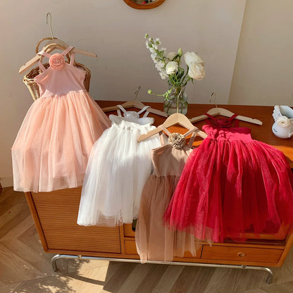 فستان زهور للأطفال مع التول 