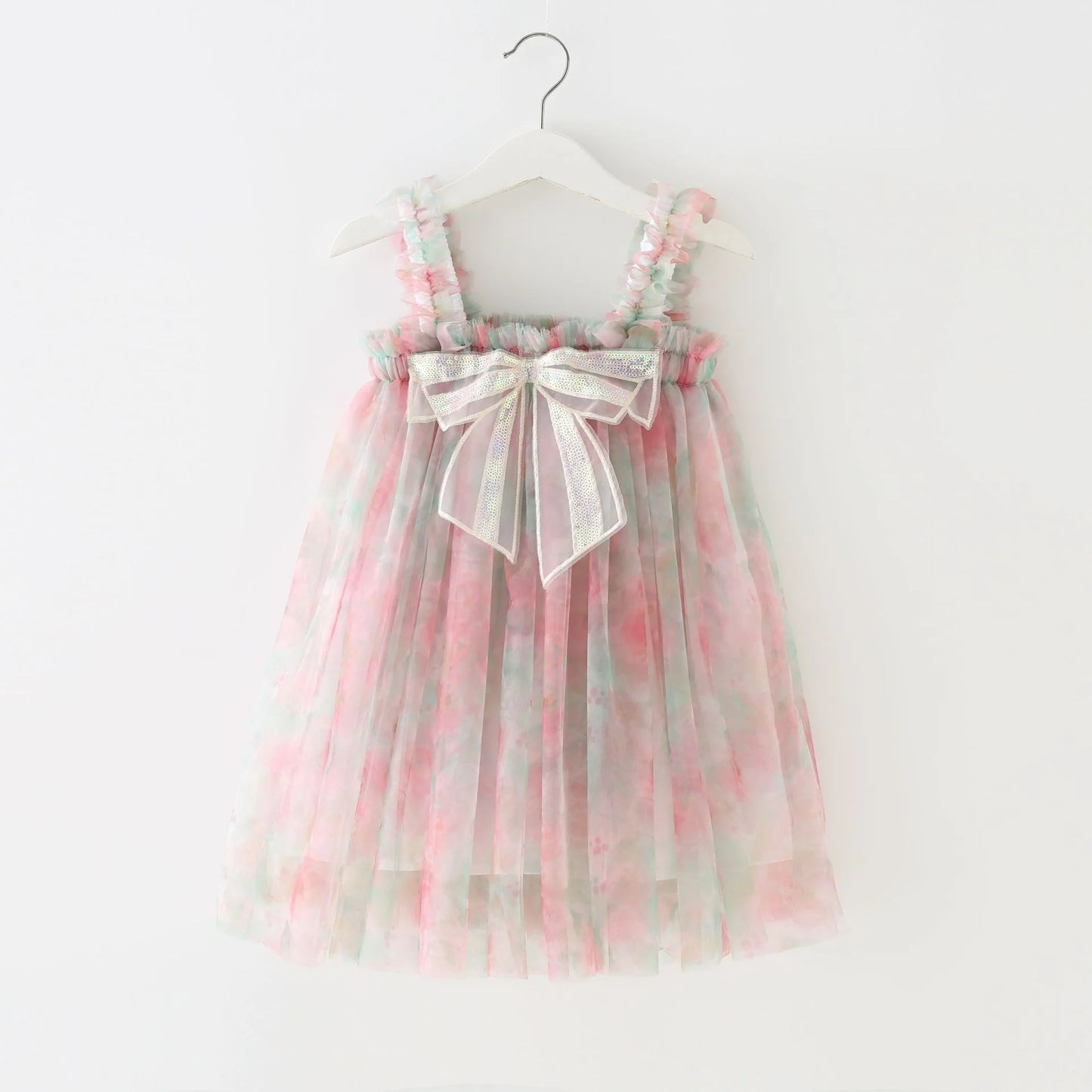 Vestido infantil con lazo de tul 