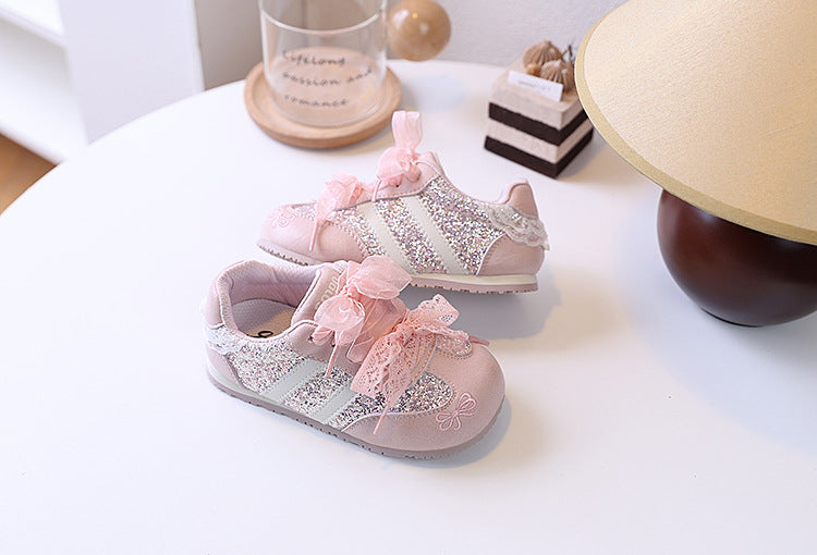 Girls' Rhinestone Sneakers with Bows