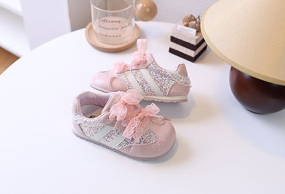 Girls' Rhinestone Sneakers with Bows