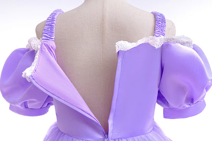 Children's Party Dress, Purple with Flowers