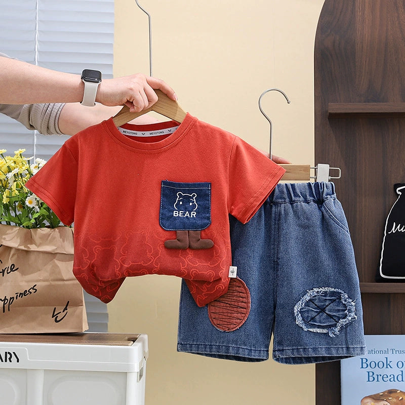 Boys' Outfit with Teddy Bear and Jeans