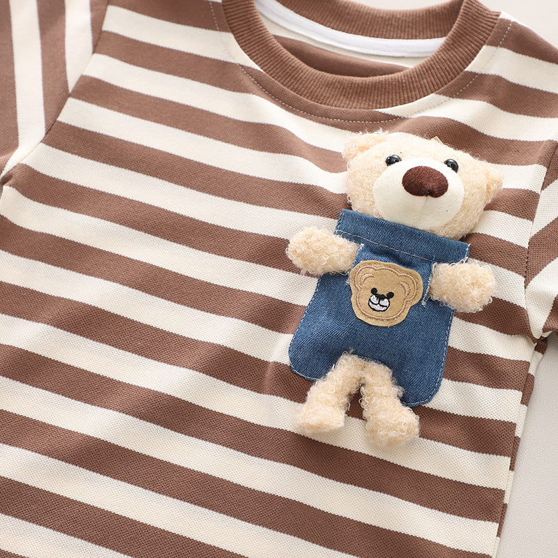 Children's Summer Striped Teddy Bear Outfit