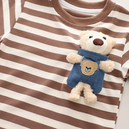 Children's Summer Striped Teddy Bear Outfit