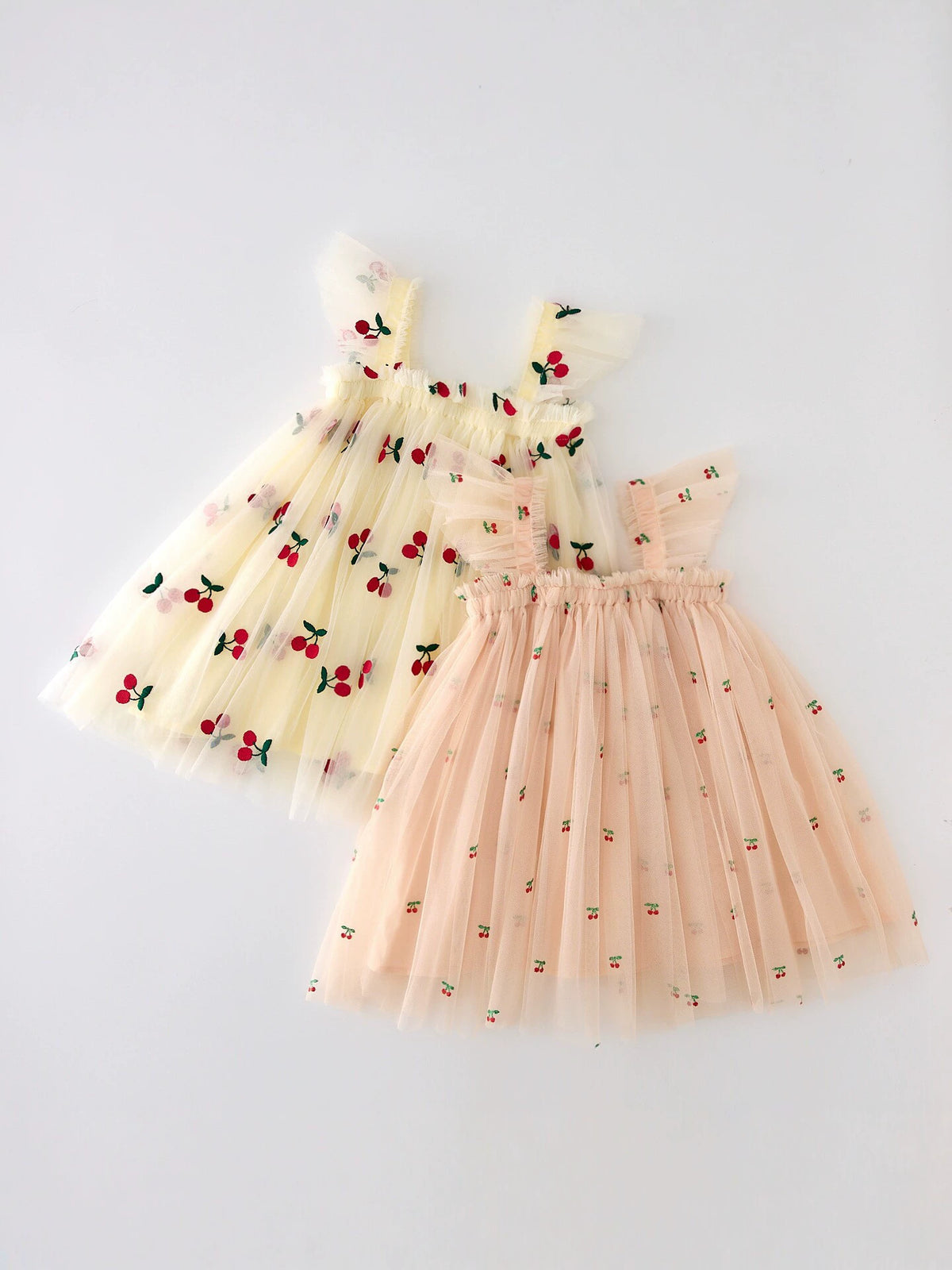 Girls' Tulle Dress with Little Cherries