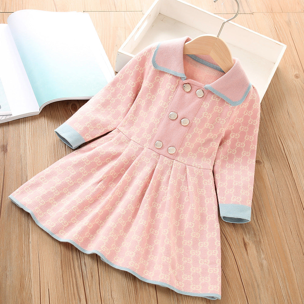 Children's Knitted Dress with Collar