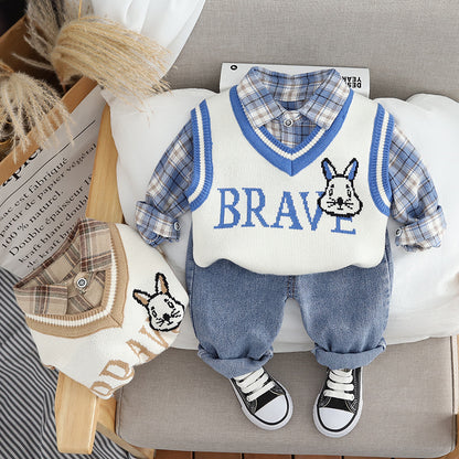 Conjunto de 3 piezas a cuadros para niño 