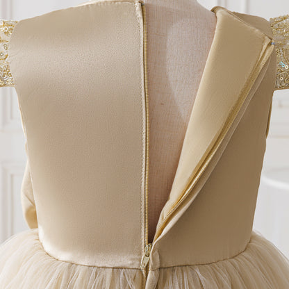 Children's Party Dress with Flowers and Bow