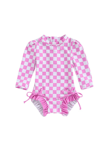 Girls' Plaid Swimsuit with Bows
