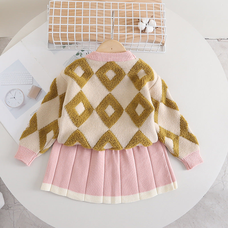 Girls' Children's Set Flowers Pleated