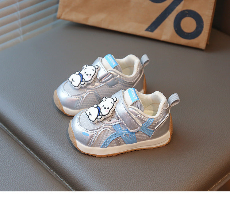 Children's Sneakers with Velcro and Teddy Bear Design
