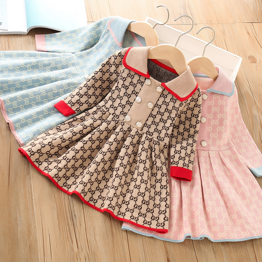 Children's Knitted Dress with Collar