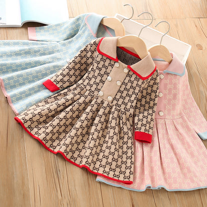 Children's Knitted Dress with Collar