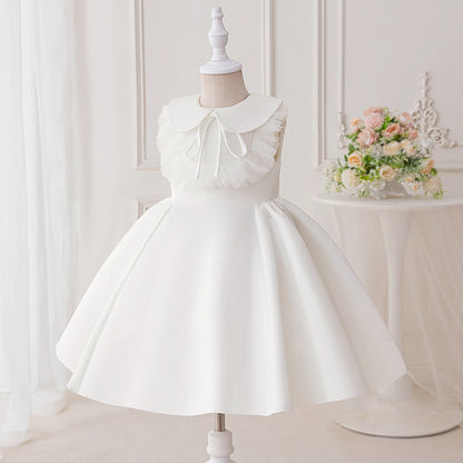 Vestido infantil blanco con cuello 