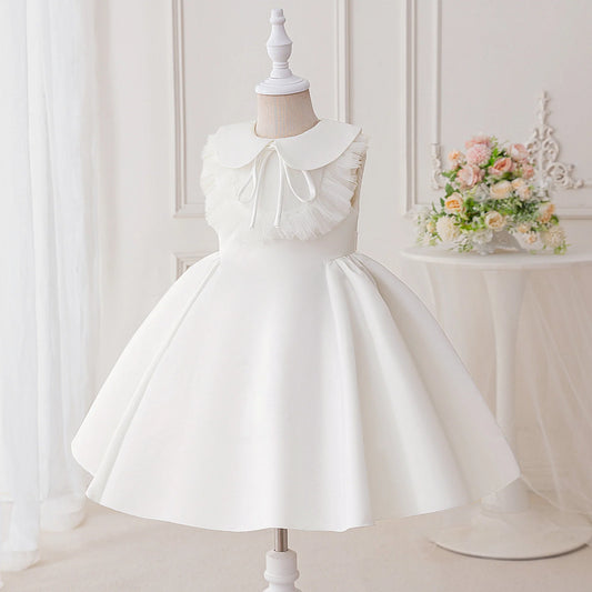Vestido infantil blanco con cuello 
