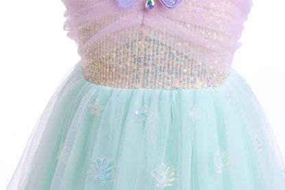 Children's Dress with Sparkling Sea Print