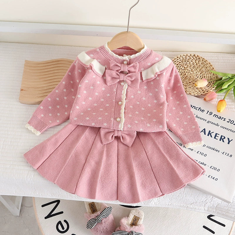 Girls' Knitted Set with Bows
