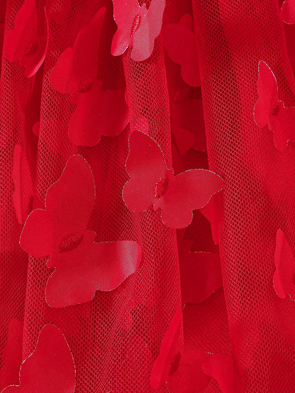 Vestido infantil rojo mariposas