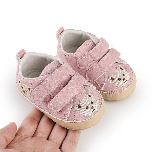 Zapatillas de velcro para niños con osito de peluche 