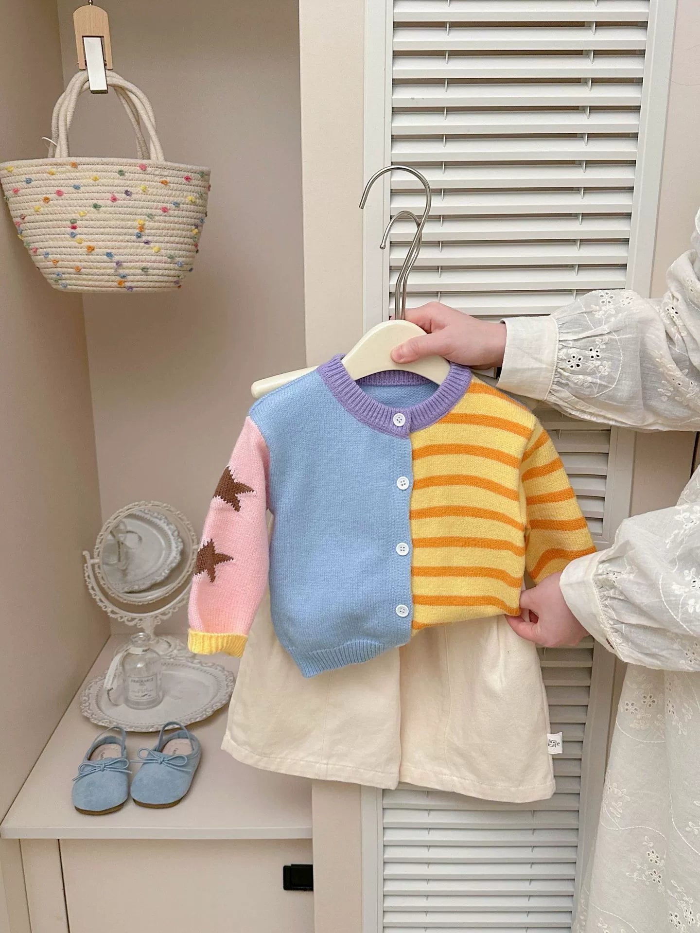 Children's Knitted Sweater with Stripes and Stars