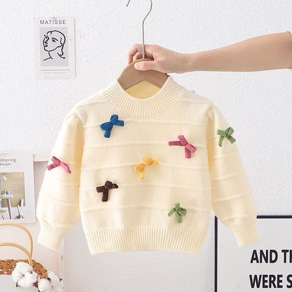 Blusa de punto con lazo para mujer y niña 
