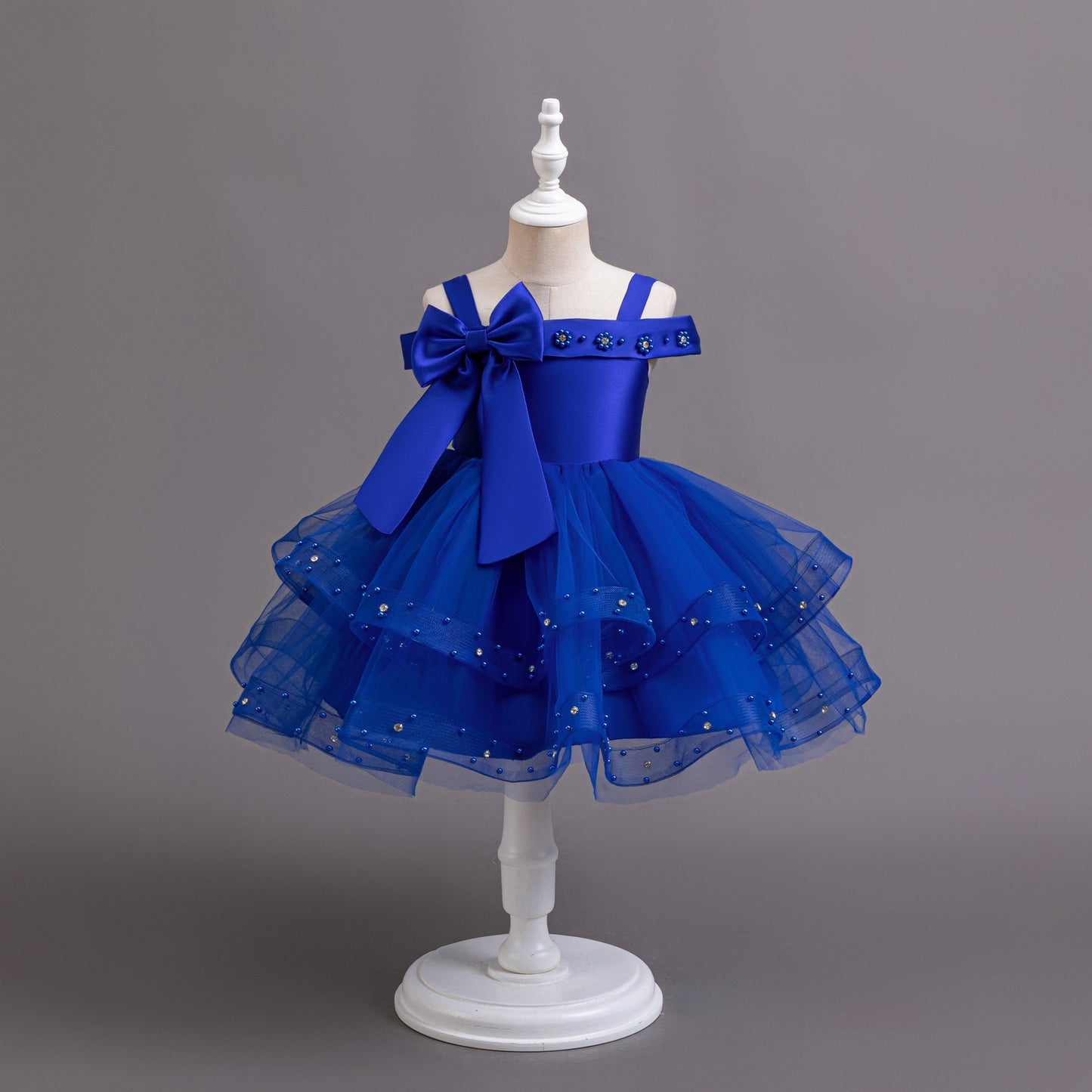 Children's Party Dress with Pearls and Bow