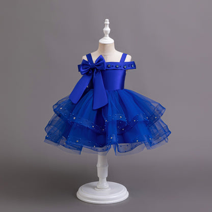 Children's Party Dress with Pearls and Bow