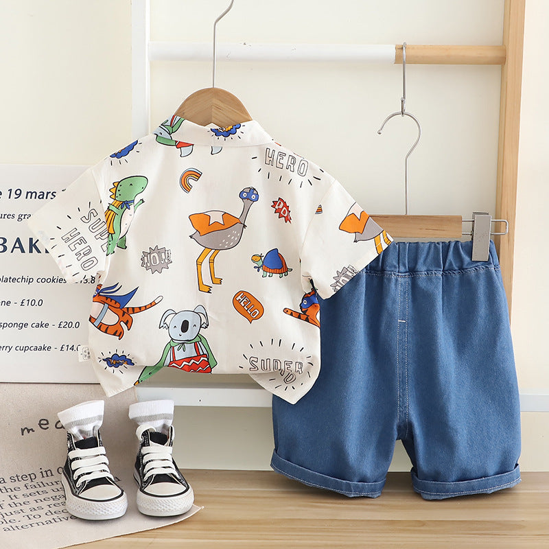 Boys' Outfit Set with Animal Print Shirt