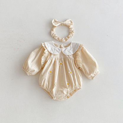 Body/ Beige Children's Dress with Little Flowers