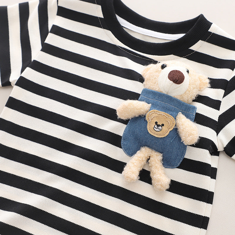 Children's Summer Striped Teddy Bear Outfit
