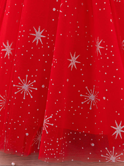 Vestido infantil navideño brillante 
