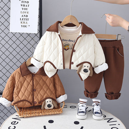Boys' 3-Piece Set with Puppy Design