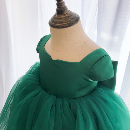 Vestido de fiesta infantil de tul y lazo 